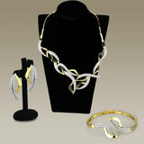 Alamode Gold+Rhodium Brass Jewelry Sets with AAA Grade CZ in Clear - Alamode