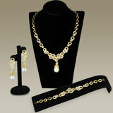 Alamode Gold Brass Jewelry Sets with AAA Grade CZ in Clear - Alamode