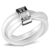 Alamode High polished (no plating) Stainless Steel Ring with Ceramic in White - Alamode - Flyclothing LLC