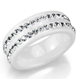 Alamode High polished (no plating) Stainless Steel Ring with Ceramic in White - Alamode - Flyclothing LLC