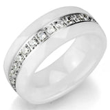 Alamode High polished (no plating) Stainless Steel Ring with Ceramic in White - Alamode - Flyclothing LLC