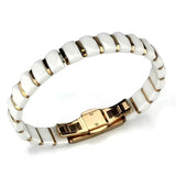 Alamode IP Rose Gold(Ion Plating) Stainless Steel Bracelet with Ceramic in White - Alamode - Flyclothing LLC