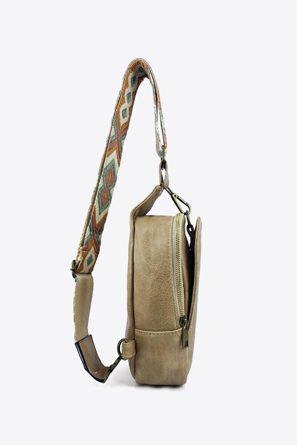 Adjustable Strap PU Leather Sling Bag - Flyclothing LLC