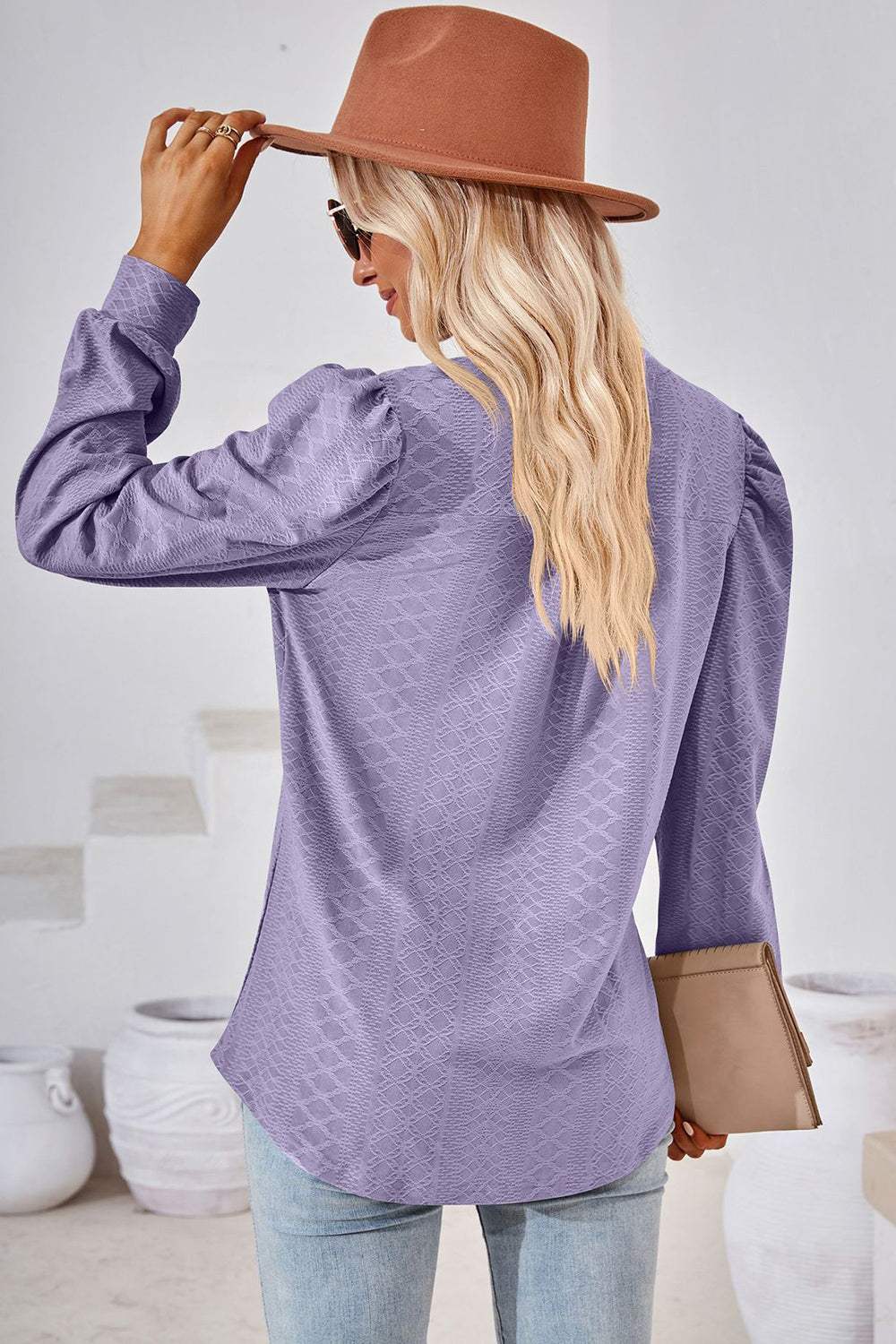 Notched Long Sleeve T-Shirt - Trendsi - Flyclothing LLC