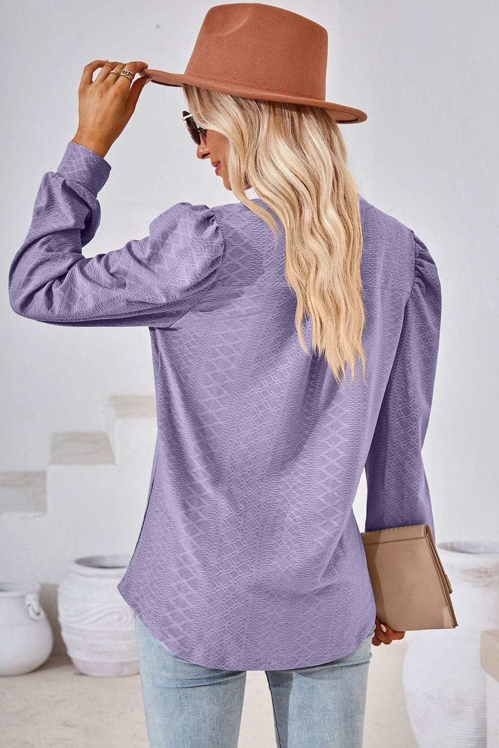 Notched Long Sleeve T-Shirt - Trendsi - Flyclothing LLC