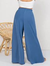 Plus Size Tied Slit Wide Leg Pants - Trendsi - Flyclothing LLC
