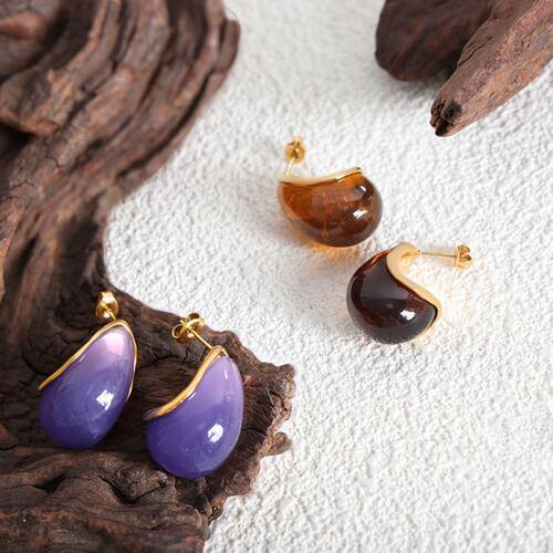 Resin Teardrop Earrings - Trendsi