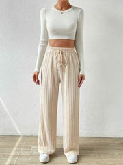 Drawstring Wide Leg Pants - Trendsi