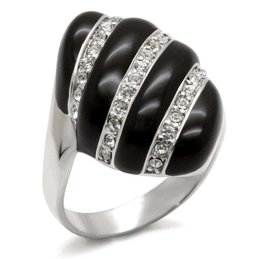 Alamode High-Polished 925 Sterling Silver Ring with Top Grade Crystal in Clear - Alamode - Flyclothing LLC