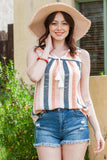 Striped Tassel Tie V-Neck Tank - Trendsi - Flyclothing LLC
