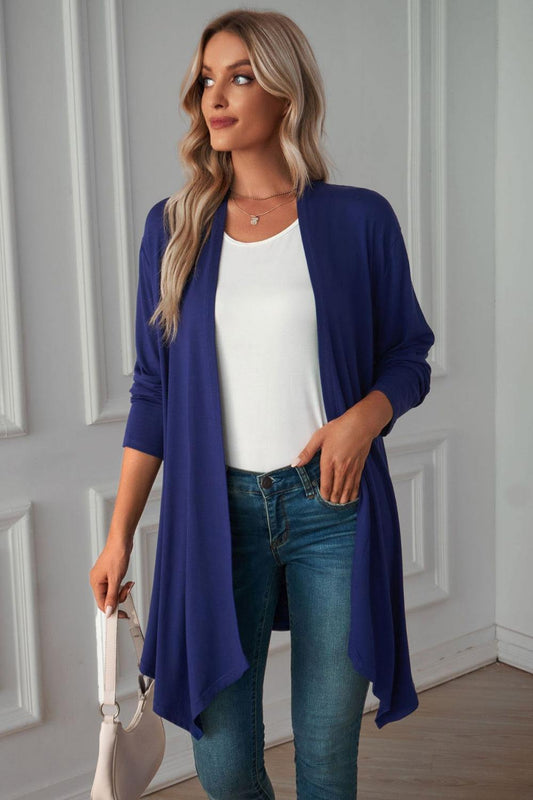 Open Front Long Sleeve Cardigan - Trendsi
