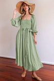 Smocked Square Neck Flounce Sleeve Dress - Trendsi - Flyclothing LLC
