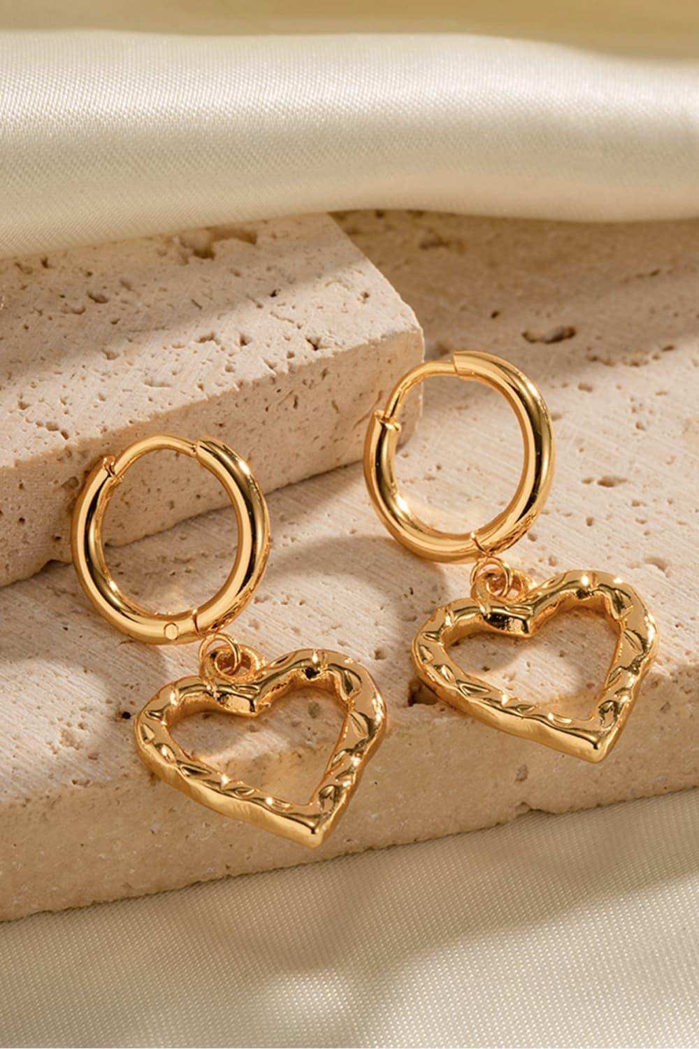 Heart Stainless Steel Drop Earrings - Trendsi - Flyclothing LLC