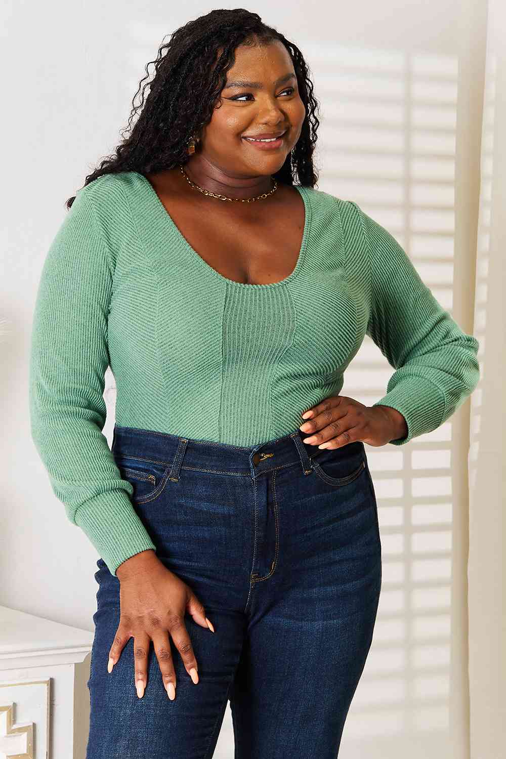 Basic Bae Scoop Neck Long Sleeve Top - Trendsi - Flyclothing LLC