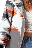Printed Snap Down Hooded Jacket - Trendsi - Flyclothing LLC