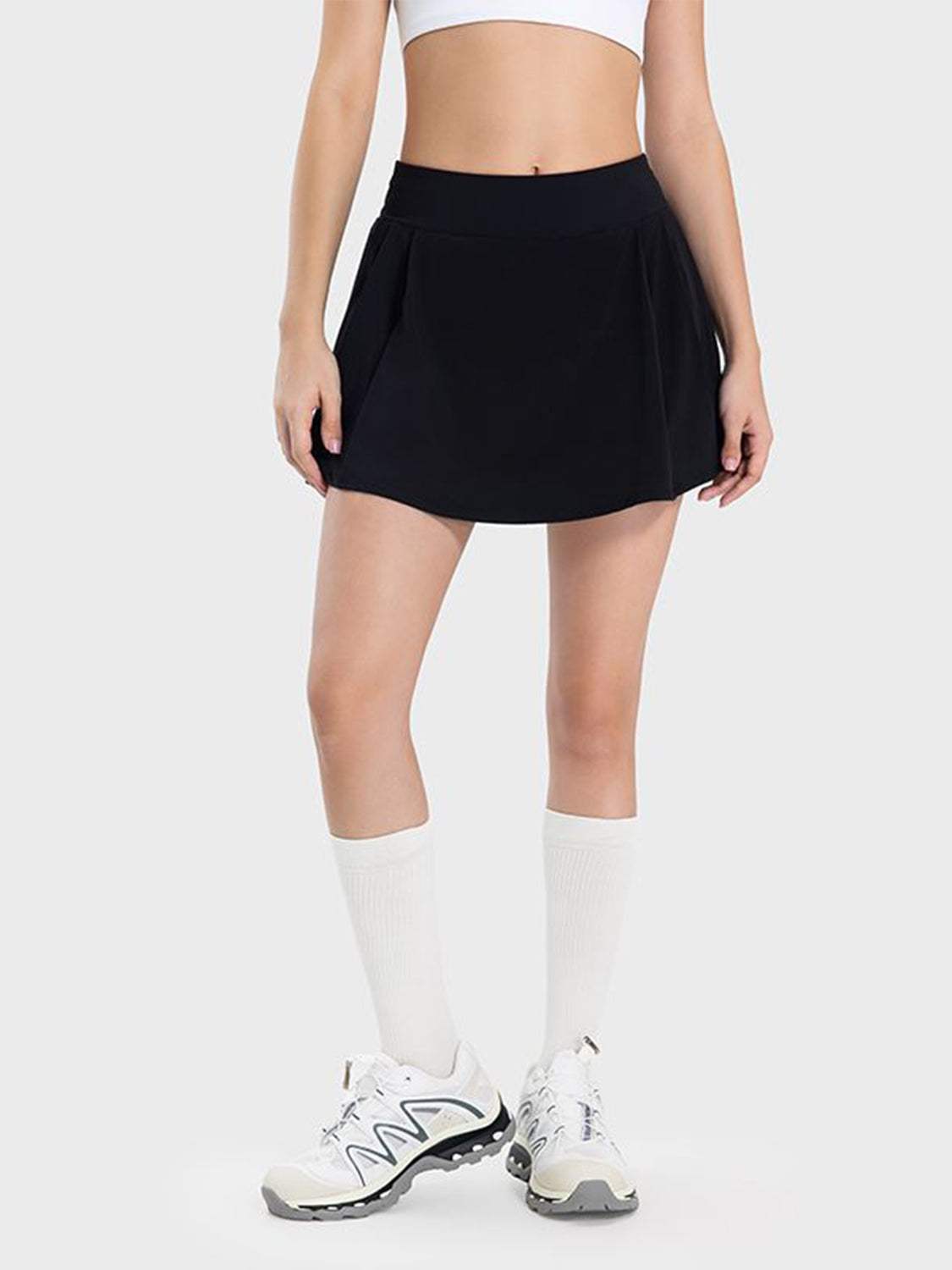 Pleated Detail Mid-Rise Waist Active Skirt - Trendsi - Flyclothing LLC