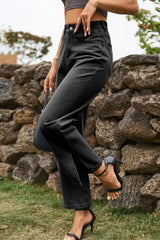 High Waist Loose Fit Ankle Slit Jeans - Trendsi - Flyclothing LLC