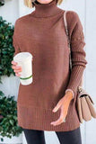 Ribbed Turtleneck Dropped Shoulder Pullover Sweater - Trendsi - Flyclothing LLC