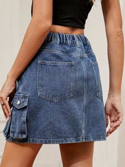 High Waist Denim Skirt - Trendsi - Flyclothing LLC