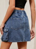 High Waist Denim Skirt - Trendsi
