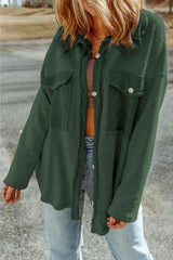 Button Down Long Sleeve Jacket - Trendsi - Flyclothing LLC