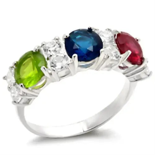 Alamode 925 Sterling Silver, AAA CZ , Multi Color - Alamode - Flyclothing LLC