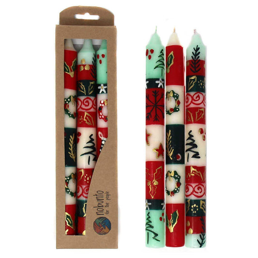Set of Three Boxed Tall Hand-Painted Candles - Ukhisimui Design - Nobunto - Flyclothing LLC
