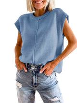 Cap Sleeve Sweater Vest - Trendsi - Flyclothing LLC
