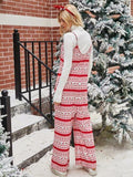 Christmas Color Contrast Wide-Legged Jumpsuit - Trendsi