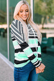 Striped Drawstring Detail Long Sleeve Hoodie - Trendsi