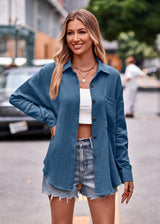 Textured Dropped Shoulder Longline Shirt - Trendsi - Flyclothing LLC