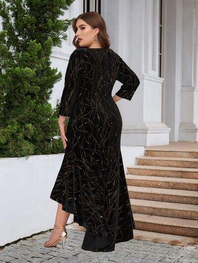 Plus Size Ruffle Hem High-Low Dress - Trendsi - Flyclothing LLC