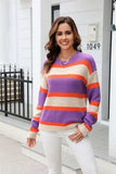 Color Block Round Neck Dropped Shoulder Sweater - Trendsi - Flyclothing LLC