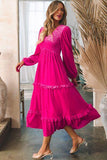 Frill V-Neck Balloon Sleeve Tiered Dress - Trendsi