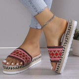 Geometric Weave Platform Sandals - Trendsi - Flyclothing LLC