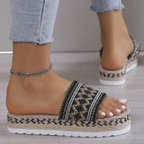 Geometric Weave Platform Sandals - Trendsi - Flyclothing LLC