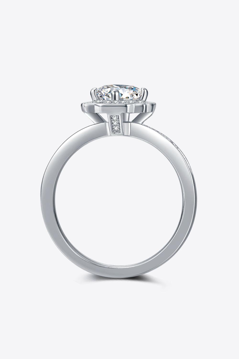 1 Carat Moissanite 925 Sterling Silver Halo Ring - Trendsi