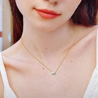 1 Carat Moissanite 925 Sterling Silver Pendant Necklace - Trendsi