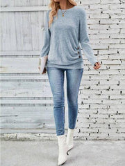 Round Neck Long Sleeve T-Shirt - Trendsi