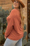 Plus Size Notched Long Sleeve T-Shirt - Trendsi - Flyclothing LLC
