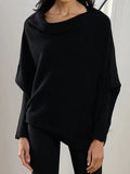 Full Size Boat Neck Batwing Sleeve Knit Top - Trendsi