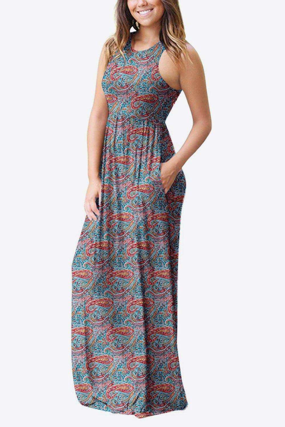 Empire Waist Sleeveless Dress with Pockets - Trendsi - Flyclothing LLC