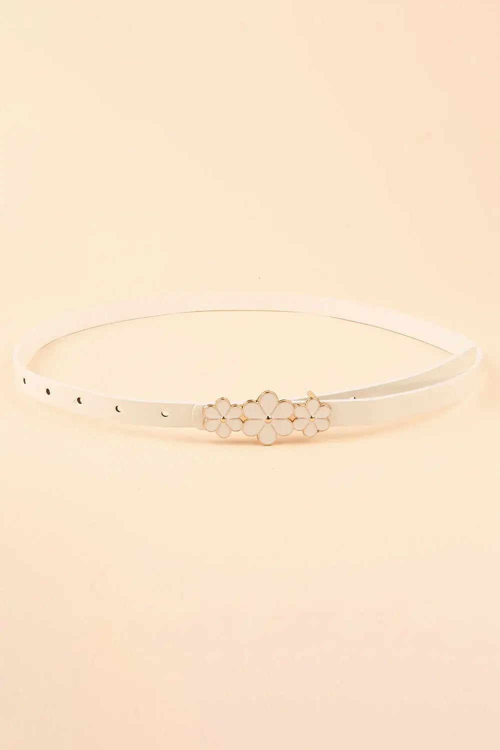 Flower Decor Skinny PU Belt - Trendsi - Flyclothing LLC