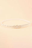 Flower Decor Skinny PU Belt - Trendsi - Flyclothing LLC