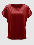Round Neck Short Sleeve T-Shirt - Trendsi - Flyclothing LLC