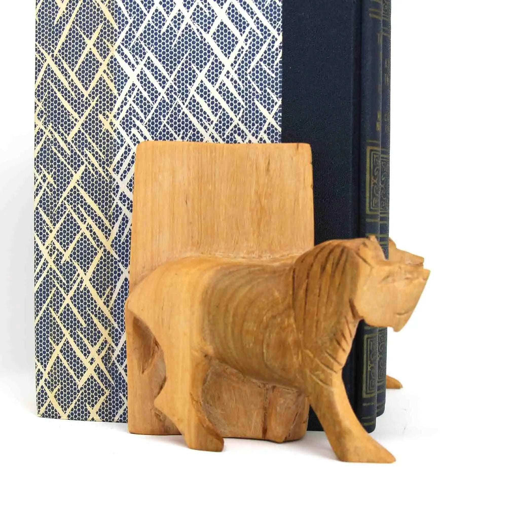 Carved Wood Lion Book Ends, Set of 2 - Jedando - Flyclothing LLC