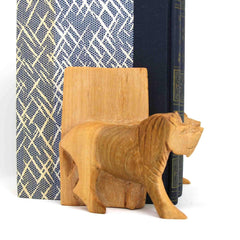 Carved Wood Lion Book Ends, Set of 2 - Flyclothing LLC