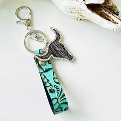 Rhinestone Bull Keychain - Trendsi