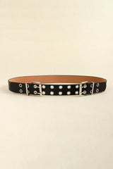 PU Leather Two Row Eyelet Belt - Trendsi - Flyclothing LLC