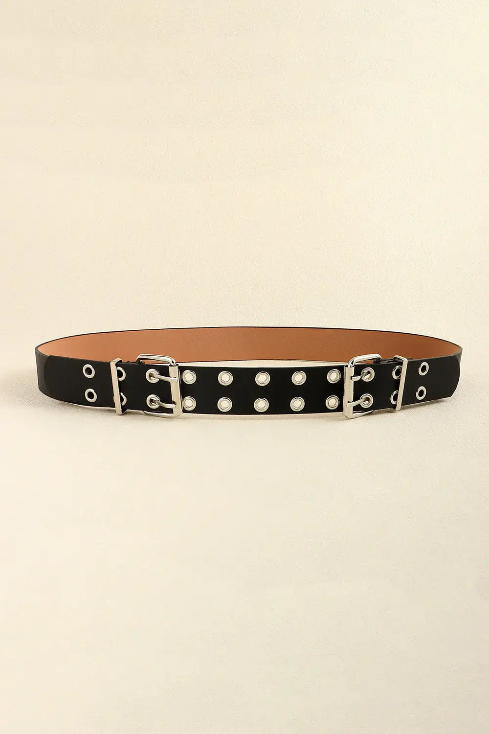PU Leather Two Row Eyelet Belt - Trendsi - Flyclothing LLC